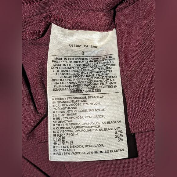 Banana Republic Fit Flare Midi Dress Cap Sleeve Womens 8 Wine Holiday Party Chic - Picture 9 of 9